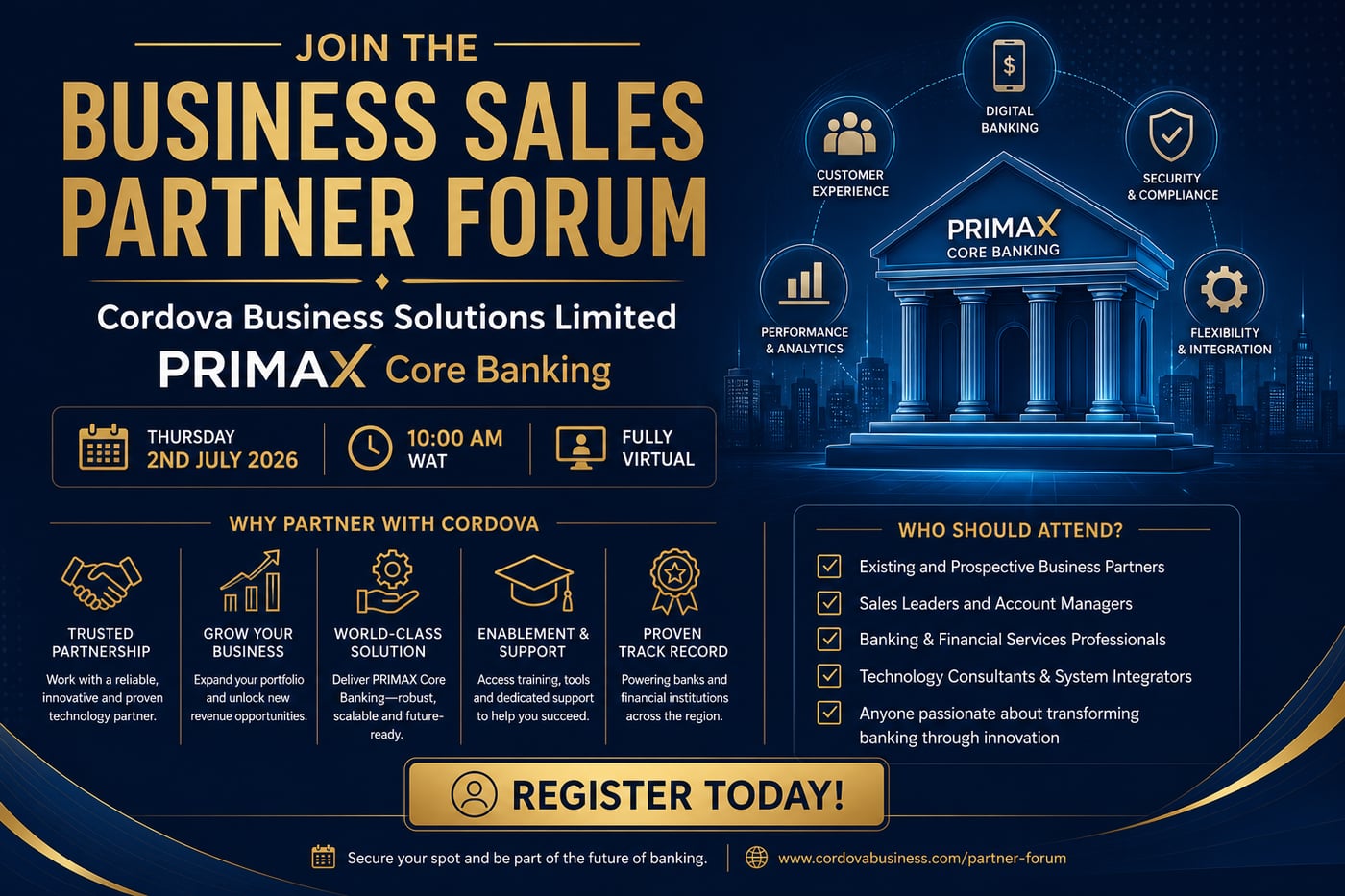 Business Sales Partner Forum promotional flyer by Cordova Business Solutions Limited